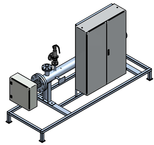 Przemysłowy podgrzewacz pary z układem sterowania.